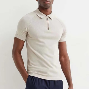 Polo de Manga Corta Acanalado con Cierre para Hombre de Alta Calidad, Ajuste Delgado, con Absorción de Humedad, Hecho en Pakistán - Product Image 1