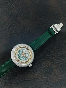 Reloj con Diamantes Cultivados en Laboratorio para Mujer |   Reloj de Lujo con Incrustaciones de Diamantes |   Esfera Verde con Cristal de Zafiro |   Regalo para Ella - Product Image 4
