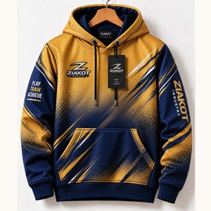 Sudadera con capucha deportiva Ziakot personalizada con caras aterradoras en 3D de calabaza de Halloween en naranja, negro y oro envejecido, homenaje al servicio - Product Image 4