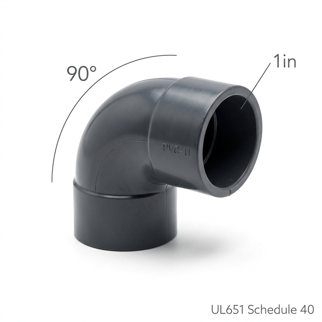 Tianze Grey Electrical Conduit Fittings PVC 90 Degree Elbow Solvent Weld Bell End for 651 NEMA TC-2 Schedule 40 1/2 3/4 1 Inch