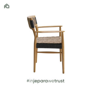 Nueva Silla de Comedor Minimalista Tapizada en Lino con Madera Natural y Combinación de Ratán para Uso en Exteriores de Hotel, Impermeable y Ecológica - Alan - Product Image 3
