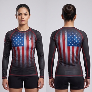 Rashguard personnalisé Union Jack pour femme, manches longues, compression BJJ, drapeau britannique, MMA, grappling, surf, vente en gros Australie OEM - Product Image 6