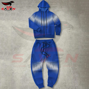 Customized Wholesale Men Track Suit Gym Workout <b>Running</b> Suit Breathable Polyester <b>Fleece</b> Hooded Tracksuit Sportswear Activewear - Product Image 2