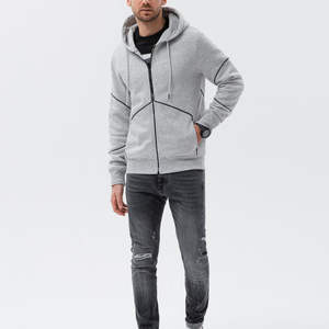 เสื้อฮู้ดซิปผู้ชายแบบคลาสสิก ผ้าฟลีซคุณภาพสูง ทนทาน น้ำหนักเบา สไตล์ลำลอง สตรีทแวร์ ทรงโอเวอร์ไซส์ สำหรับฤดูหนาว สีพื้น - Product Image 4