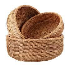 HOT SELLING Eco Rattan Bread Basket Food Serving Tray Handwoven Natural Fruit <b>Vegetable</b> <b>Storage</b> Basket for Café - Product Image 5