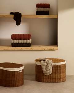 Artisanal Set Of 2 Oval Rattan <b>Storage</b> Baskets With Lids Natural Wicker <b>Hampers</b> With Liners For Bedroom Living Room Organization - Product Image 5