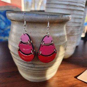 Fashion <b>Pink</b> Red Layered Resin Earrings Exquisite Cut Design Statement Jewelry - Product Image 6