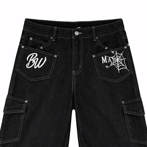 <b>Men</b> Casual Street Style Printed Baggy Denim Graphic Logo <b>Jean</b> Jorts Shorts Custom - Product Image 3