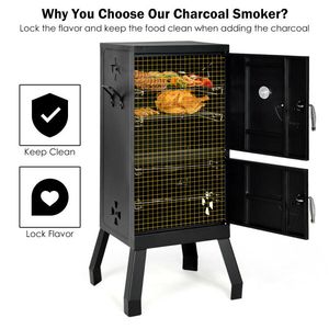 Griglia per barbecue verticale a 2 livelli da esterno con termometro utensile Premium per cibi perfettamente cotti - Product Image 6