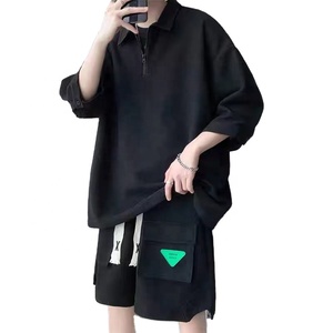 Ensemble haut et short d'été unisexe de haute qualité avec logo personnalisé, style délavé et vieilli, pour hommes et femmes - Product Image 3