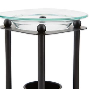 Brûleur à Huile et Chauffe-Cire en Verre Noir avec Support pour Bougie Chauffe-Plat, Plat Rond en Verre Transparent, Diffuseur d'Aromathérapie - Product Image 2