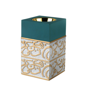 Brûleur d'encens de luxe en calligraphie arabe, en résine et métal, Mubkhar, support pour Bakhoor, vente en gros, brûleur d'Oud carré vert, décoration d'intérieur, Mubkhar - Product Image 4