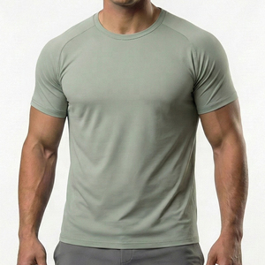 High Quality Summer Stretch Loose Casual Jersey Silk Screen Printing Solid Color Short-Sleeve Men's <b>T</b>-<b>Shirt</b> Customizable - Product Image 3