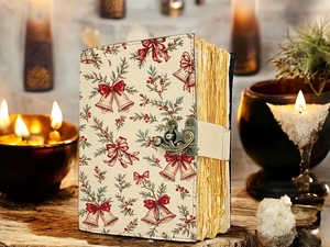 Christmas Leather Journal Festive Bells Floral Diary - Product Image 2