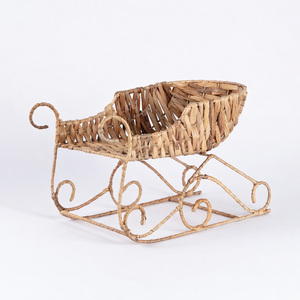 Santa sleigh <b>basket</b> christmas sleighs centerpiece for table <b>display</b> water hyacinth storage <b>baskets</b> - Product Image 1