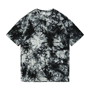 T-shirt en coton à manches courtes pour homme, col rond, style décontracté, coupe classique, motif tricoté, tie-dye - Product Image 5