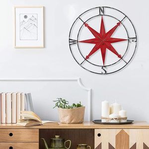 Brújula Redonda de Metal, Arte Decorativo de Pared, Escultura Colgante para Sala de Estar, Dormitorio, Oficina, Decoración del Hogar - Product Image 4