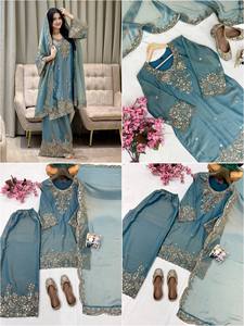 Newly Launched <b>Kurti</b> & Palazzo Set Indian & Pakistani Clothing Palazzo Suit with Dupatta Set from Indian Supplier - Product Image 6