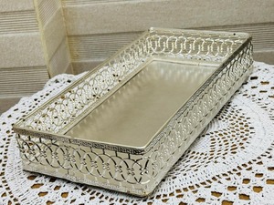 Luxury Silver Iron Decorative Serving Tray Rectangle Metal Display Tray Vanity Organizer Table Centerpiece Wedding Gift <b>Home</b> Use - Product Image 6