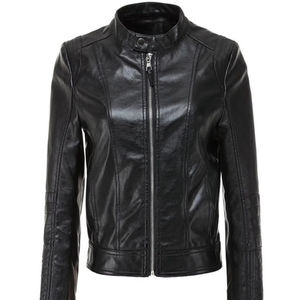 Veste en cuir PU surdimensionnée pour femme, col personnalisable, style hip-hop, fermeture éclair, mode décontractée hiver, vente en gros - Product Image 1