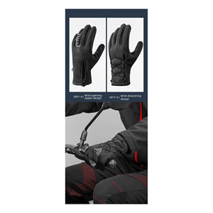 Gants de sport d'hiver en polyester imperméable, simili cuir, impression silicone, pour hommes et femmes, épaissis et coupe-vent - Product Image 2