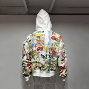 Custom Men's <b>Zip</b>-Up Hoodie 100% Cotton Fleece 360g Breathable Winter Streetwear Digital Printed OEM - Product Image 3