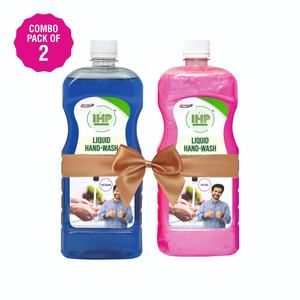 ISHAN HYGIENIC 1 Ltr Each Ocean Blue and Rose Eco-Friendly Perfumed <b>Hand</b> Wash Liquid <b>Refill</b> Pack with Dispenser - Product Image 1
