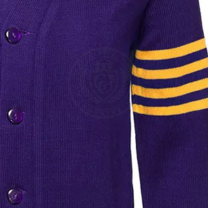 Fraternity Sorority Purple Men's women's Sweater <b>Acrylic</b> Knitted Cardigan Yellow Stripes Embroidery Greek <b>letter</b> All Season Wear - Product Image 5