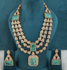 Conjunto de joyería Rani Haar de latón y moissanita de primera calidad con doblet de piedra pulida en oro, perfecto para bodas y fiestas, conjunto de lujo. - Product Image 3