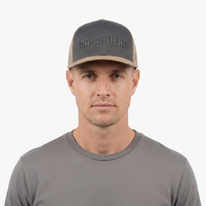 Men's Charcoal Khaki Trucker Cap Custom Embroidered Logo Mesh <b>Back</b> Baseball Hat Adjustable Outdoor Streetwear - Product Image 1