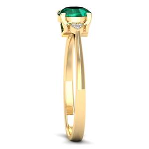 แหวนเพชร REYES ผลิตตามสั่ง ทองคำแท้ 14K รับรองโดย IGI ทรงกลม 0.84 กะรัต พลอยมรกต ของขวัญแต่งงาน เครื่องประดับ - Product Image 3