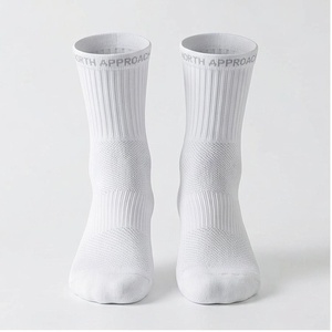 NORTH APPROACH Crew <b>Socks</b> White Breathable Knitted Cotton Running <b>Socks</b> for Adults Summer Season - Product Image 1