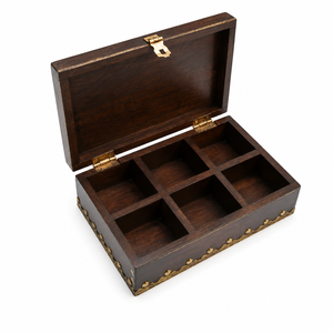 Caja de Almacenamiento Apilable Rectangular de Madera Hecha a Mano con Incrustaciones de Latón |   Caja Decorativa para Joyería y Regalos - Product Image 2