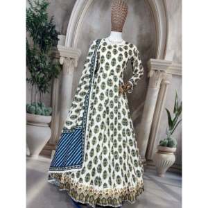Hermoso Salwar Kameez de Algodón para Fiestas, Talla XL, Incluye Top, Pantalón y Dupatta - Product Image 5