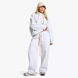 Conjunto de Alta Calidad para Mujer, Sudadera con Cierre de Media Cremallera y Pantalones Anchos Relajados, Traje Deportivo Cómodo - Product Image 1