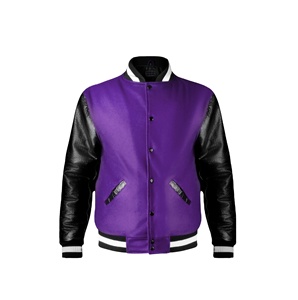 Veste universitaire en laine pour homme avec logo personnalisé, coupe-vent, nouveau design avec manches en cuir, vêtements d'extérieur, respirante, taille standard - Product Image 2