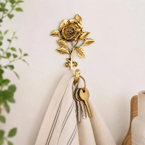 Gold Rose Wall <b>Hook</b> Set Metal Floral Shaped Coat Hanger Decorative Single <b>Hook</b> For Entryway <b>Kitchen</b> Bathroom Home Decoration - Product Image 5