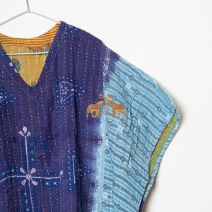 New Arrival Vintage Cotton Floral Printed Women Wear Night Soft and Comfortable Kantha Quilted <b>Kaftan</b> - Product Image 6