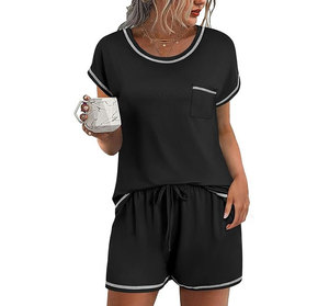 Women 2 Piece Shorts <b>Set</b> Short Sleeve Summer Workout Outfits Casual Vacation Airport Travel Lounge Matching <b>Set</b> - Product Image 2