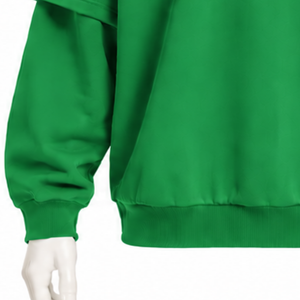 Sweat à capuche vert double couche surdimensionné à manches superposées, pull à épaules tombantes, streetwear décontracté, mode, épais, personnalisé - Product Image 6