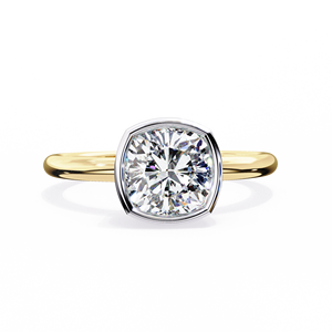 Anillo de Compromiso de Moissanita Cultivada en Laboratorio con Corte Cojín, Estilo Solitario con Banda de Diamantes para Mujer, Regalo de Boda - Product Image 4