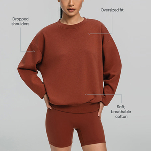 Conjunto de Sudadera Oversize y Shorts de Ciclista para Mujer - Naranja Óxido, Conjunto de 2 Piezas para Descanso y Deporte, Atuendo Combinado 2026 - Product Image 2