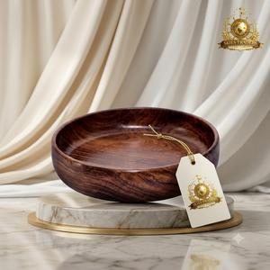 Tazón de Madera Moderno con Borde Tallado, Madera Natural Ecológica, Tazón para Servir Fruta Hecho a Mano, Vajilla Orgánica para Cocina y Camping - Product Image 2