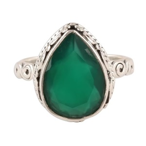 925 Sterling Silver Natural Green Onyx Cocktail <b>Ring</b> Handmade Trendy Fashion Gemstone <b>Statement</b> <b>Ring</b> Fine Jewelry Wholesale - Product Image 5