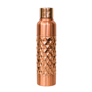 Bouteille d'eau en cuivre pur avec logo personnalisé, finition mate semi-martelée, anti-fuite, marque privée, écologique, métal ayurvédique - Product Image 4