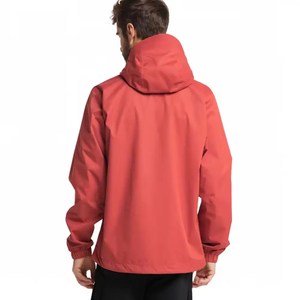 Men's <b>Red</b> Hooded Windbreaker <b>Jacket</b> <b>Waterproof</b> Casual Spring Zipper Closure Polyester Shell - Product Image 3