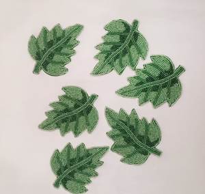 Green Leaf Embroidered Fabric Coasters Set of 6 Reusable <b>Bar</b> <b>Mats</b> Classic Style - Product Image 1