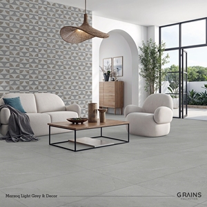 Carrelage en porcelaine gris clair Marzoq 600x1200mm, finition mate, imitation pierre, pour murs et sols intérieurs - Product Image 5