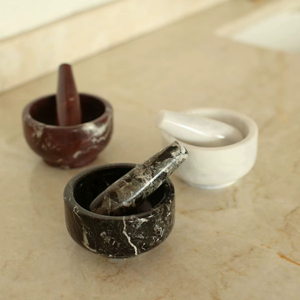 Natural Marble Mortar And Pestle Set For Grinding Spices Herbs <b>Garlic</b> And Making <b>Fresh</b> Paste In Kitchen - Product Image 1