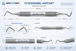 เครื่องมือทันตกรรมแบบใช้มือสำหรับการบูรณะฟัน รุ่น Premium Dental 17/18 Enamel Hatchet ผลิตจากเหล็กกล้าไร้สนิมเกรดทางการแพทย์ ความแม่นยำสูง สำหรับการผ่าตัดและบูรณะฟัน  OEM - Product Image 3